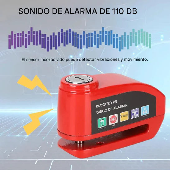 Candado Antirrobo Moto con Alarma – Recargable por USB, Acero Reforzado, Sensor de Vibración